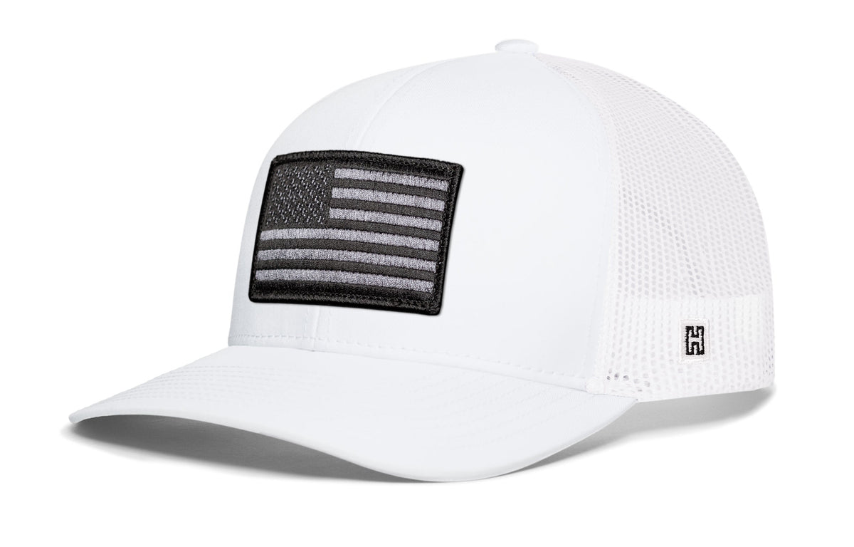 American Flag Trucker Hat | Black USA Tactical Snapback