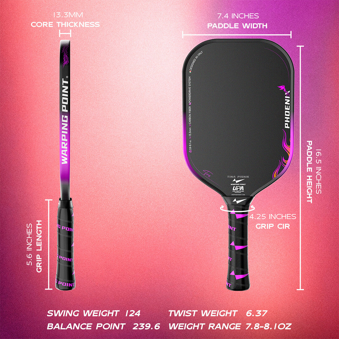 Phoenix Pickleball Paddle - 13.3MM – Dink Ninjas
