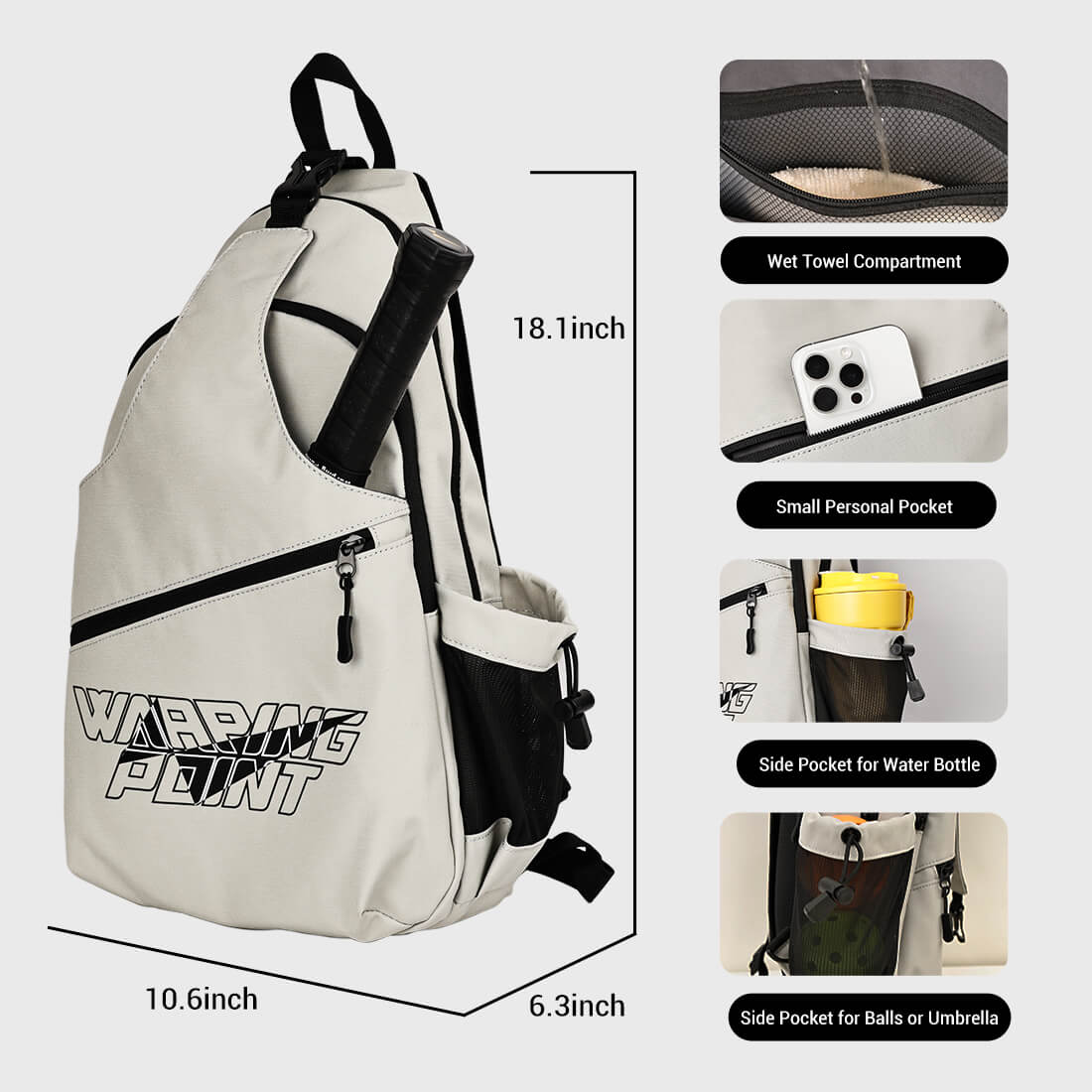 Pickleball Sling Bag - Grey