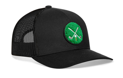 Golf Trucker Hat Chenille  |  Black Club X Snapback