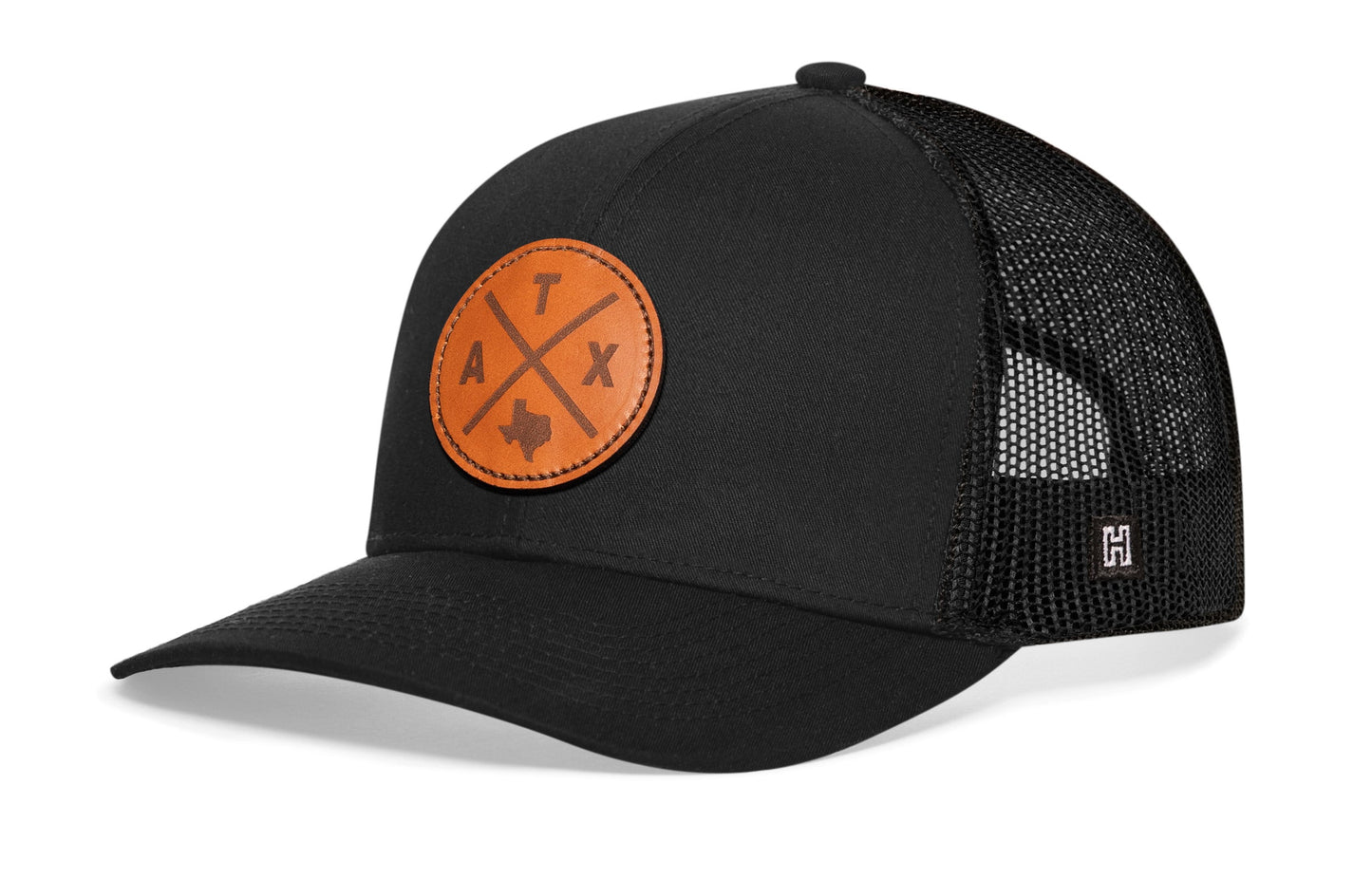 Austin Trucker Hat Leather  |  Black ATX X Snapback