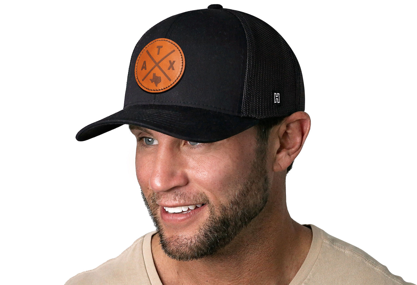 Austin Trucker Hat Leather  |  Black ATX X Snapback