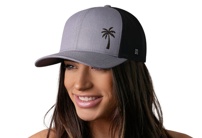 Palm Tree Trucker Hat  |  Gray-Black Island Snapback