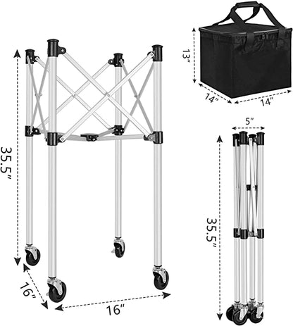 Ball Tote & Cart - Portable Teaching Cart with Black Ball Tote Bag for Tennis and Pickleball Pros