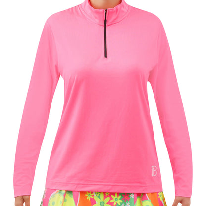 PB 1/4 Zip Long Sleeve Hot Pink
