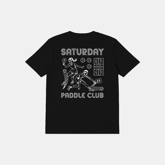Retro Saturday Paddle Club Pickleball Tee (Black)