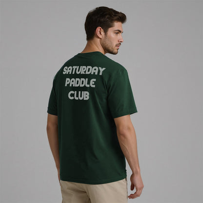 Retro Saturday Paddle Club Pickleball Tee (Dark Green)