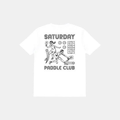 Retro Saturday Paddle Club Pickleball Tee (White)