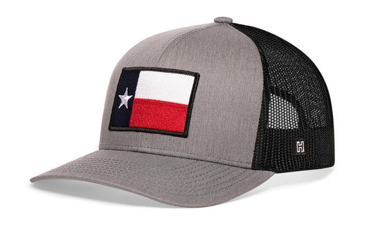 Texas Flag Trucker Hat  |  Gray-Black TX Snapback