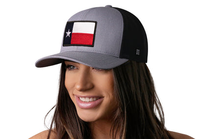 Texas Flag Trucker Hat  |  Gray-Black TX Snapback