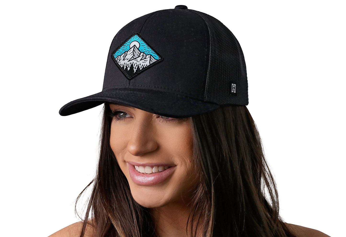 Diamond Mountain and Trees Trucker Hat  |  Black Outdoors Snapback