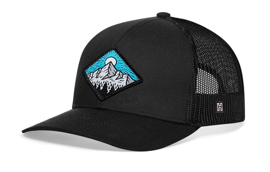 Diamond Mountain and Trees Trucker Hat  |  Black Outdoors Snapback