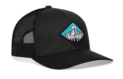Diamond Mountain and Trees Trucker Hat  |  Black Outdoors Snapback