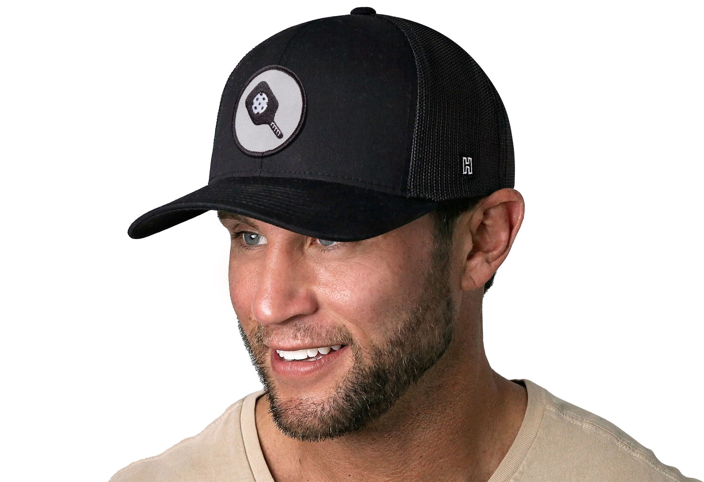 Pickleball Trucker Hat  |  Black Ball And Paddle Snapback