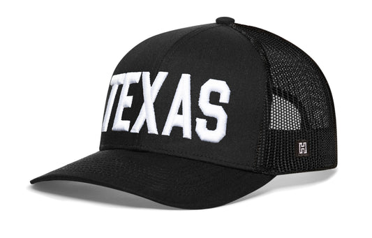 Texas Trucker Hat  |  Black TEXAS Snapback
