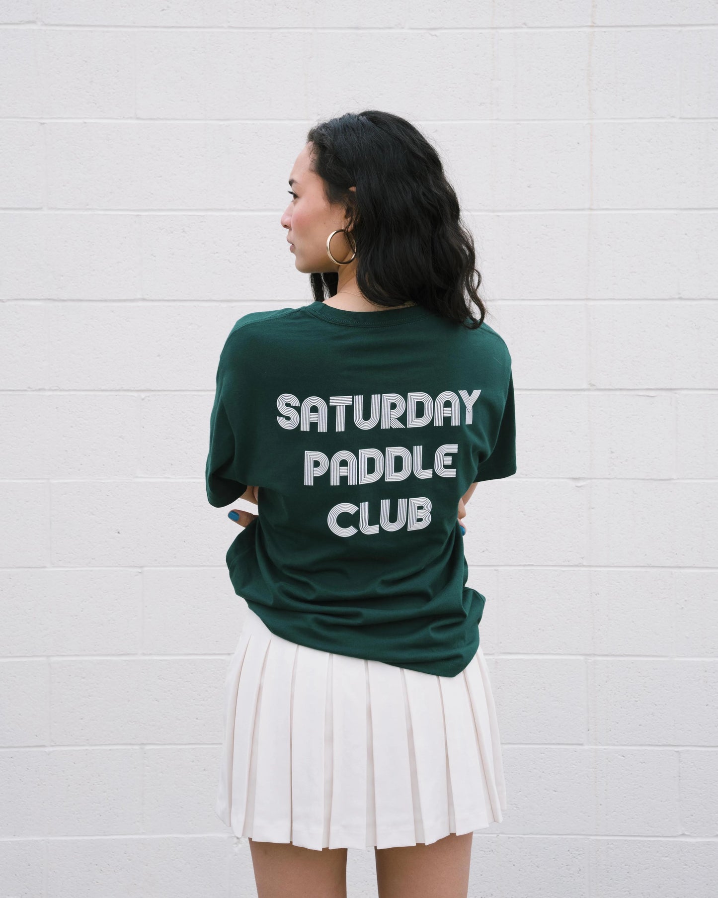 Retro Saturday Paddle Club Pickleball Tee (Dark Green)