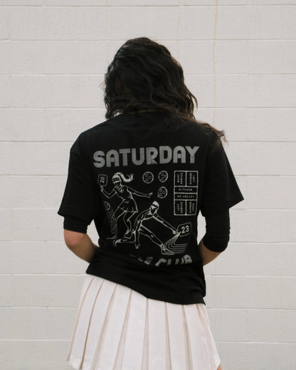 Retro Saturday Paddle Club Pickleball Tee (Black)