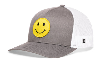 Smiley Face Trucker Hat  |  Black Emoji Snapback