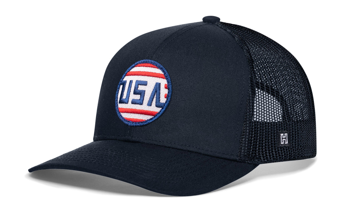 USA Stripes Trucker Hat  |  Black America Snapback