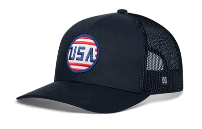 USA Stripes Trucker Hat  |  Black America Snapback